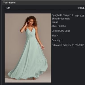 Bridesmaids Dress, size 4, Dusty Sage color